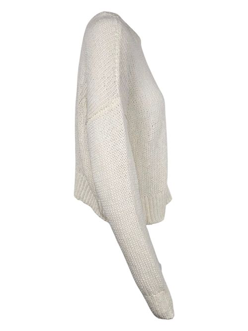 women's white crew-neck sweater Base Milano | B1504-048001